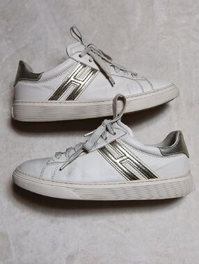 HOGAN H365 Ivory Leather Sneakers Size 39  Womans